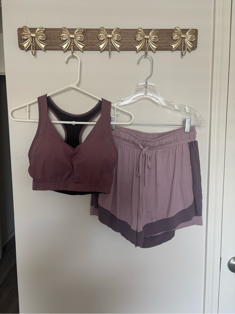 Two-Piece Dusty Mauve Active Set - Sports Bra & Shorts